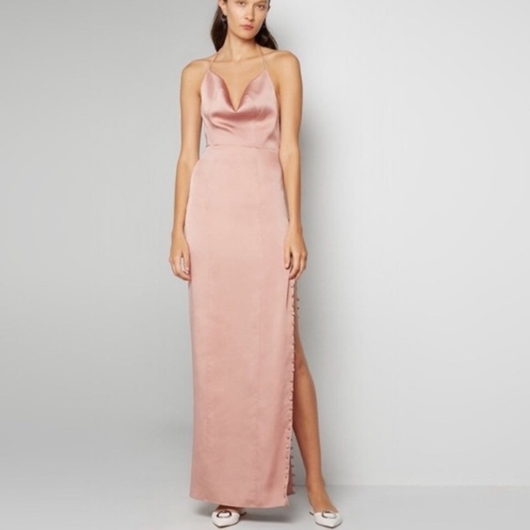 FAME and PARTNERS Elegant Old Pink Satin Evening Gown Size 4 - Picture 1 of 8